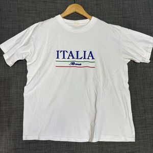Mens Vintage Italia Roma Embroidered Graphic Short Sleeve T-Shirt Size Large